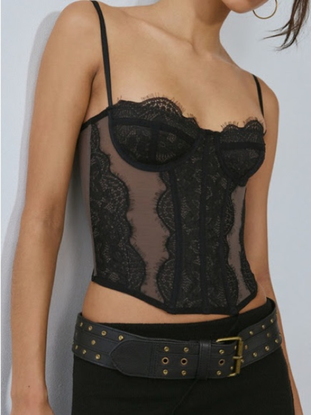 Urban Outfitters Black Lace Bustier Corset Top